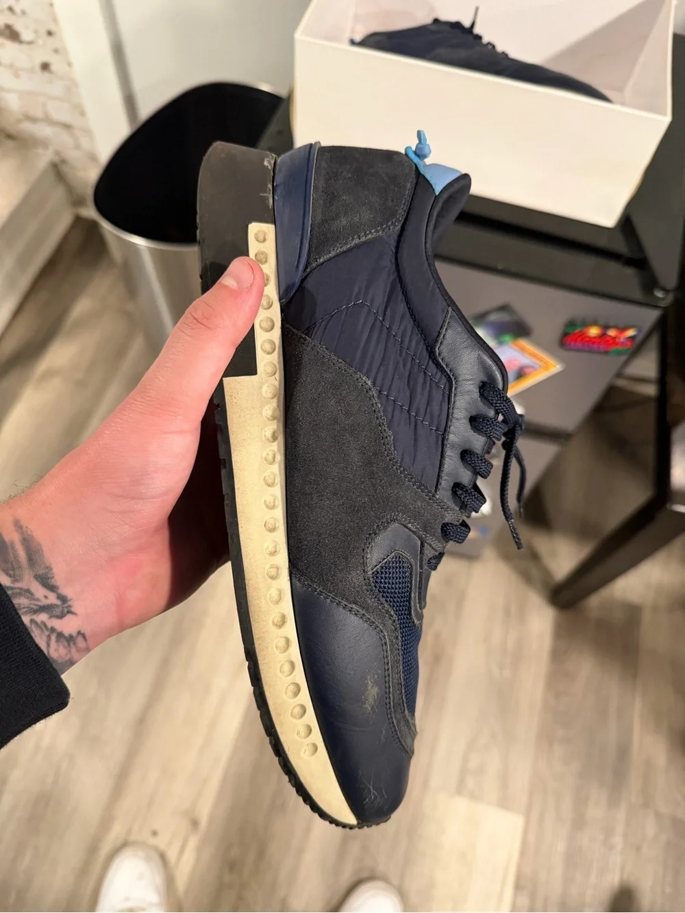 Givenchy Navy Blue Mixed-Material Low-Top Sneakers